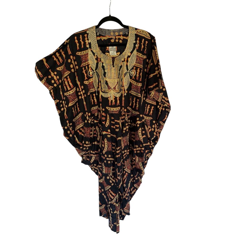 Vintage The African Village Cocoon Caftan/Kaftan African Novelty Print
